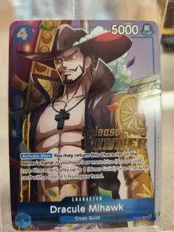 One Piece TCG Dracule Mihawk P-081 P Foil Card Winner Release Event English - Image 3