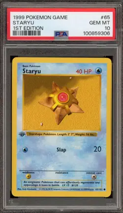 Pokemon Staryu Base Set Shadowless 1st Edition #65 PSA 10 Gem Mint - Image 1