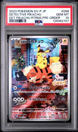 2023 POKEMON JPN SV-P PROMO #098 DETECTIVE PIKACHU PSA 10 - Image 1