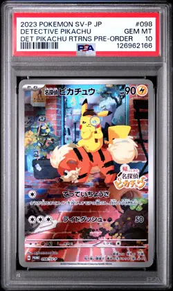 2023 POKEMON JPN SV-P PROMO #098 DETECTIVE PIKACHU PSA 10 - Image 1