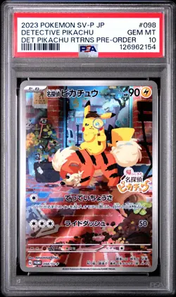 2023 POKEMON JPN SV-P PROMO #098 DETECTIVE PIKACHU PSA 10 - Image 1