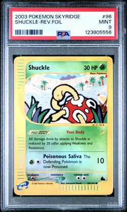 2003 POKEMON SKYRIDGE #96 SHUCKLE-REVERSE FOIL PSA 9 - Image 1