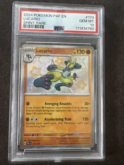 2024 Pokemon PAF EN LUCARIO SHINY RARE #174 PSA GRADED 10 - Image 1