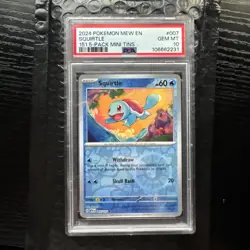 PSA 10 Gem Mint Pokemon Squirtle 151 MEW EN Mini Tins Costco Cosmos Holo #007 - Image 1