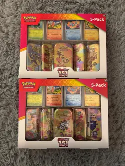 Pokemon TCG Scarlet & Violet 151 Mini Tins 5-Pack Costco Bundle Compete Set of 2 - Image 1