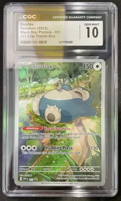 Snorlax Pokemon 2023 Black Star Promos 051 Elite Trainer Box CGC 10 GEM MINT - Image 1