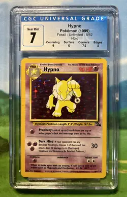 Hypno Unlimited Holo 8/62 CGC GRADED 7 NM-MT Pokemon Fossil 1999 Card - Image 1