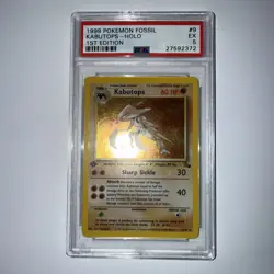 Pokemon TCG Original Fossil Set Kabutops Card 9/62 1st Edition PSA 5 EX - Image 1