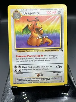 1999 Pokemon Dragonite • Fossil Set 19/62 • Non-Holo Moderate Play - Image 1
