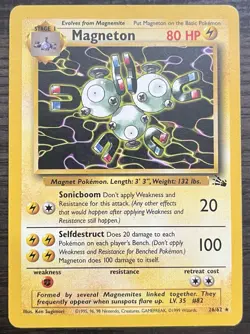 Magneton 26/62 Pokemon TCG WOTC Base Set Fossil Non Holo MP - Image 1
