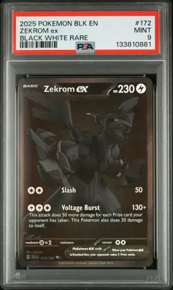 2025 POKEMON BLK EN-BLACK BOLT BLACK WHITE RARE #172 ZEKROM EX PSA 9 - Image 1