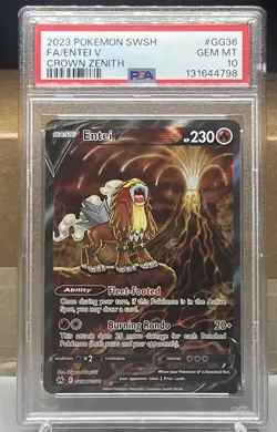 2023 Pokemon SWSH FA/Entei V Crown Zenith Galarian Gallery #GG36 PSA 10 GEM MINT - Image 1