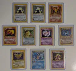 10 Lot 1990s Different Pokemon Snorlax Meowth Mewtwo Moltres Some Holo Cards - Image 3