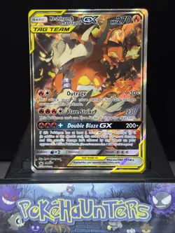 Pokemon Card Reshiram & Charizard GX SM201 Holo Black Star Promo Rare Played - Image 1
