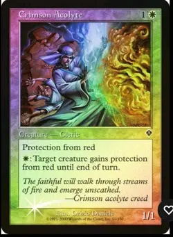 Magic the Gathering CRIMSON ACOLYTE #11/350 Invasion White Foil Common 2000 - Image 1