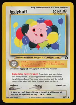 Igglybuff 40/75 Neo Discovery Pokemon TCG LP - NM - Image 1