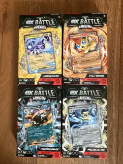 Pokemon Set of 4 ex Battle Deck SEALED! Houndoom Melmetal Victini Miraidon Sets! - Image 1