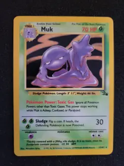 Pokemon TCG Muk 13/62 Holo Rare Fossil Set WOTC 1999 Vintage - Image 1