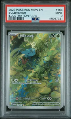 BULBASAUR #166 ILLUSTRATION RARE 2023 POKEMON MEW EN SCARLET & VIOLET 151 PSA 9 - Image 1
