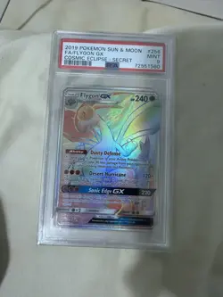 2019 POKEMON SUN & MOON COSMIC ECLIPSE SECRET #256 FULL ART/FLYGON GX PSA 9 - Image 1