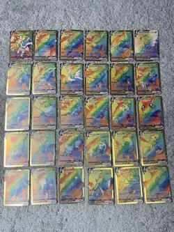 Set of 30 Pokemon Sylveon,Slowking,Leafeon & More Rainbow Gold Foil Fan Art - Image 1
