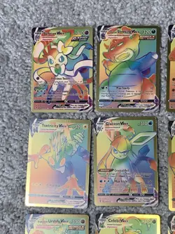 Set of 30 Pokemon Sylveon,Slowking,Leafeon & More Rainbow Gold Foil Fan Art - Image 2