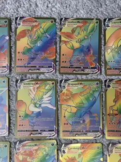Set of 30 Pokemon Sylveon,Slowking,Leafeon & More Rainbow Gold Foil Fan Art - Image 3