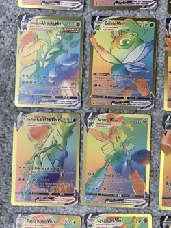 Set of 30 Pokemon Sylveon,Slowking,Leafeon & More Rainbow Gold Foil Fan Art - Image 5