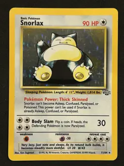 Pokemon Snorlax Holo Rare Card 11/64 Jungle Set, WOTC Original Trading ⭐ LP ⭐ - Image 1