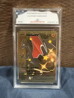 Pokemon Charizard V HP 220 Gold Foil Fan Art Textured Card LP - Image 1