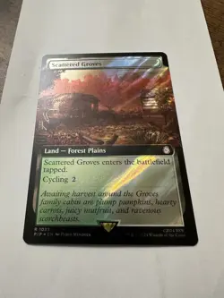 Magic the Gathering Fallout - Scattered Groves EXTENDED ART SURGE FOIL - Image 1