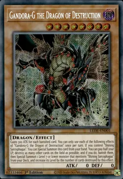 Gandora-G The Dragon Of Destruction - Secret Rare 1st Ed LEDE-EN001 NM YuGiOh - Image 1