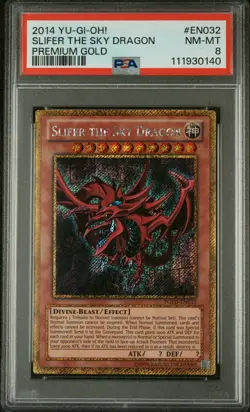 PSA 8 2014 YU-GI-OH! PREMIUM GOLD #EN032 SLIFER THE SKY DRAGON PREMIUM GOLD - Image 1