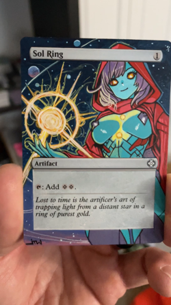 Magic MTG Altered Painted Sol Ring Anime Girl by white_alters - Image 2