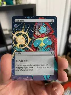 Magic MTG Altered Painted Sol Ring Anime Girl by white_alters - Image 4