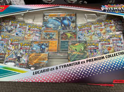 Pokemon TCG Prismatic Evolutions Lucario Ex + Tyranitar Ex Premium Collection - Image 3