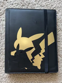 Pokemon Pikachu Ultra Pro Black Binder with Gold Leatherette | 16 Cards included - Image 1