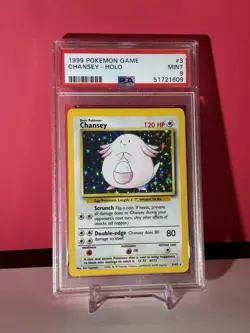 PSA 9 MINT 1999 Pokemon Chansey 3/102 Base Set Unlimited HOLO - Image 1
