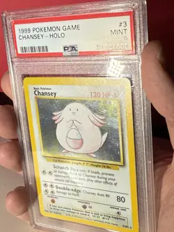PSA 9 MINT 1999 Pokemon Chansey 3/102 Base Set Unlimited HOLO - Image 3