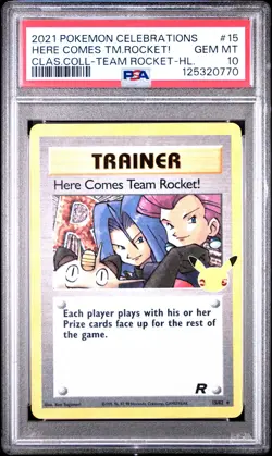 2021 POKEMON CELEBRATIONS CLASSIC COLL #15 HERE COMES TEAM ROCKET!-HOLO PSA 10 - Image 1