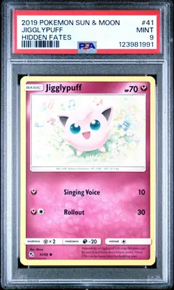 Jigglypuff - 41/68 - Sun & Moon: Hidden Fates Pokemon Card Fairy Type PSA 9 - Image 1