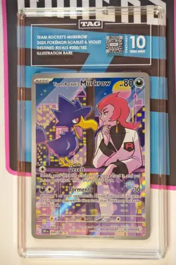 Pokemon Destined Rivals Team Rocket's Murkrow 200/182 TAG 10 Gem Mint - Image 1