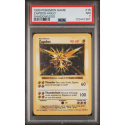 1999 POKEMON BASE SET SHADOWLESS #16 Zapdos-HOLO PSA 7 - Image 1
