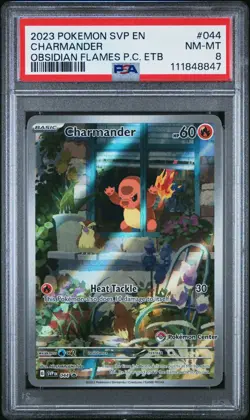 PSA 8 Charmander Obsidian Flames Pokemon Center ETB Promo 2023 Pokemon #044 - Image 1