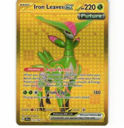 Pokemon Card Iron Leaves ex 213/162 Sv05: Temporal Forces Holo Gold Hyper Rare - Image 1