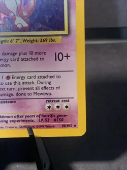 Pokemon TCG Mewtwo 10/102 Base Set Holo Unlimited Rare 1999 WOTC VTG - Image 5