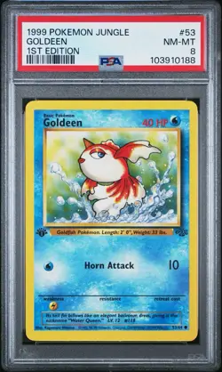 GOLDEEN #53 1999 POKEMON WOTC JUNGLE 1ST EDITION PSA 8 - Image 1