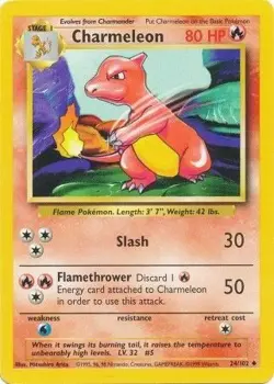 Charmeleon 24/102 Uncommon Base Set Pokemon Card - Image 1