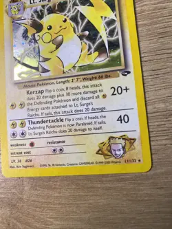 Holo Bleed Lt. Surge's Raichu 28/132 Gym Heroes Error Pokemon TCG WoTC NM Card - Image 3