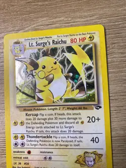 Holo Bleed Lt. Surge's Raichu 28/132 Gym Heroes Error Pokemon TCG WoTC NM Card - Image 4